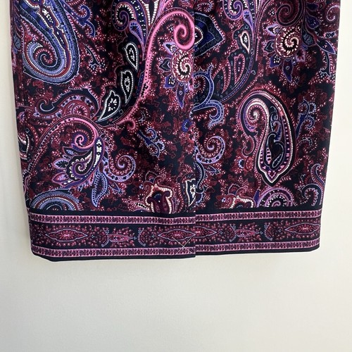 Talbots Womens Pencil Knee Length Skirt Size 6 Purple Paisley Stretch NWT $109 - Picture 9 of 13