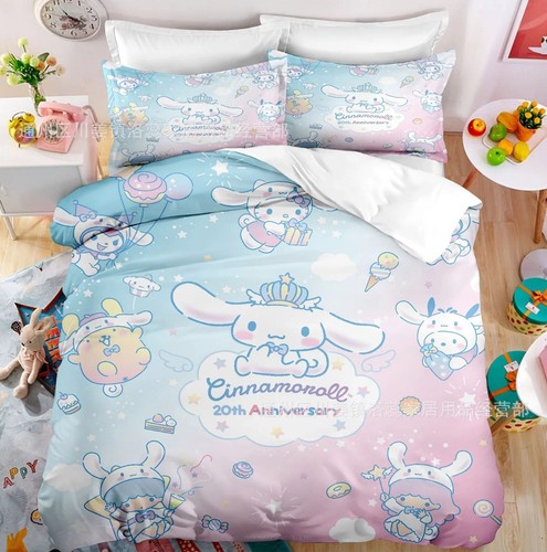 Juego de cama Kuromi Melody algodón suave confort juegos edredón funda sábanas cama - Imagen 27 de 36
