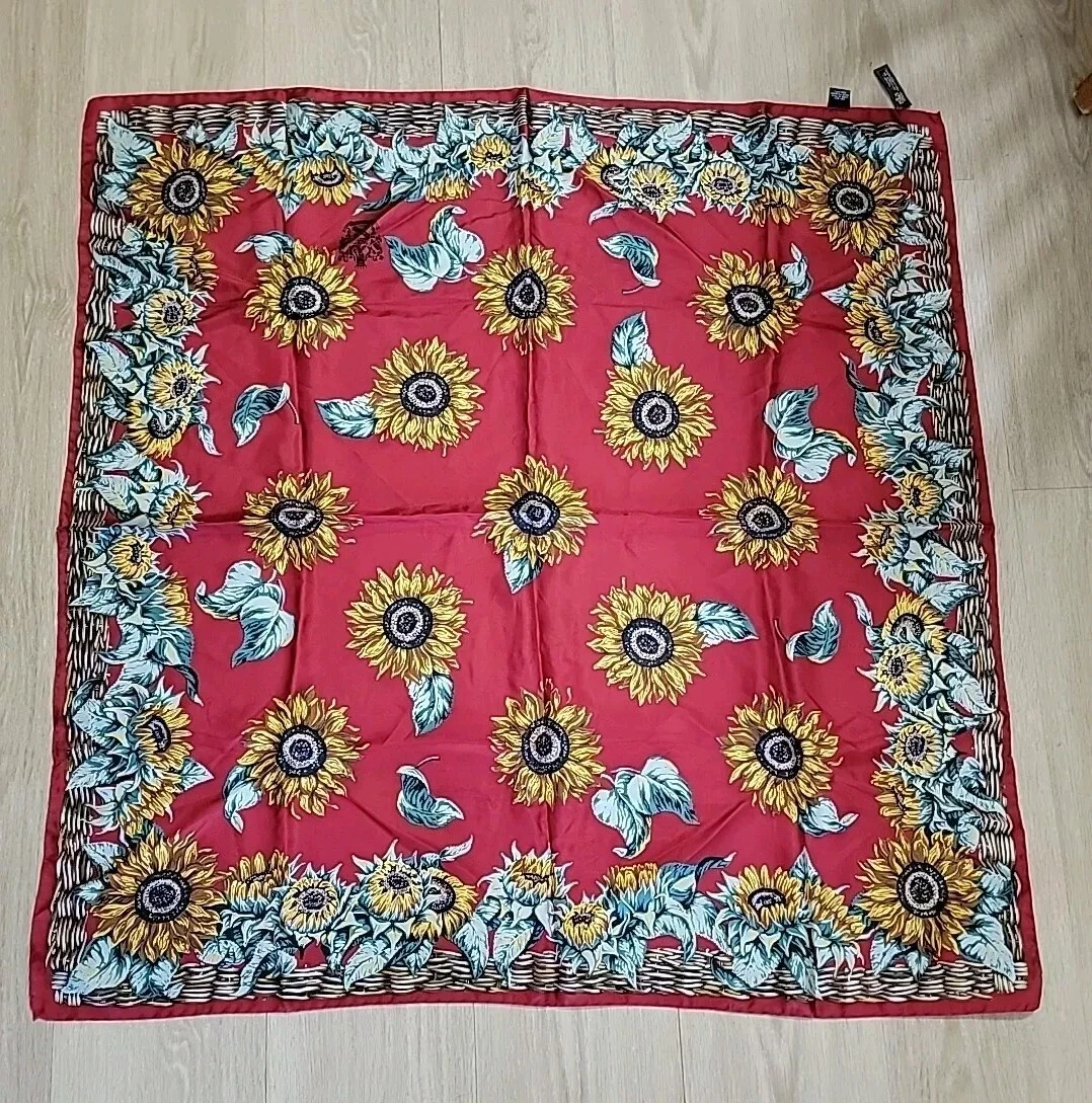 Foulard tournesol en soie Paolo GUCCI fabriqué en Italie 36x35 