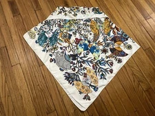 La Fiorentina Poncho Scarf Beige w/Floral Pattern Polyester