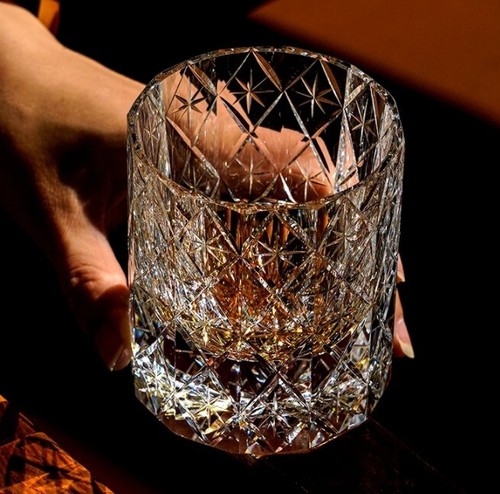 8oz Hand Cut Clear Edo Kiriko Crystal Bohemian Style Whiskey Glasses Tableware - Picture 5 of 5