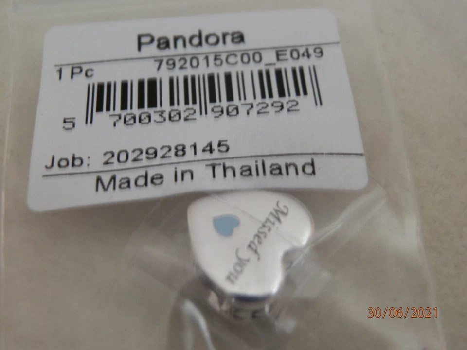 BN GENUINE PANDORA MISSED YOU HEART CHARM-792015C00_E049 - Image 3 of 4
