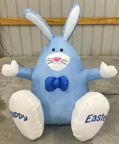 Prototipo inflable soplado por aire Gemmy 4 ft azul pascua conejo gordito #46527B - Imagen 1 de 1