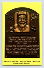 Postcard Baseball Monte Irvin Negro Leagues Hall Fame Plaque 1990s Unposted