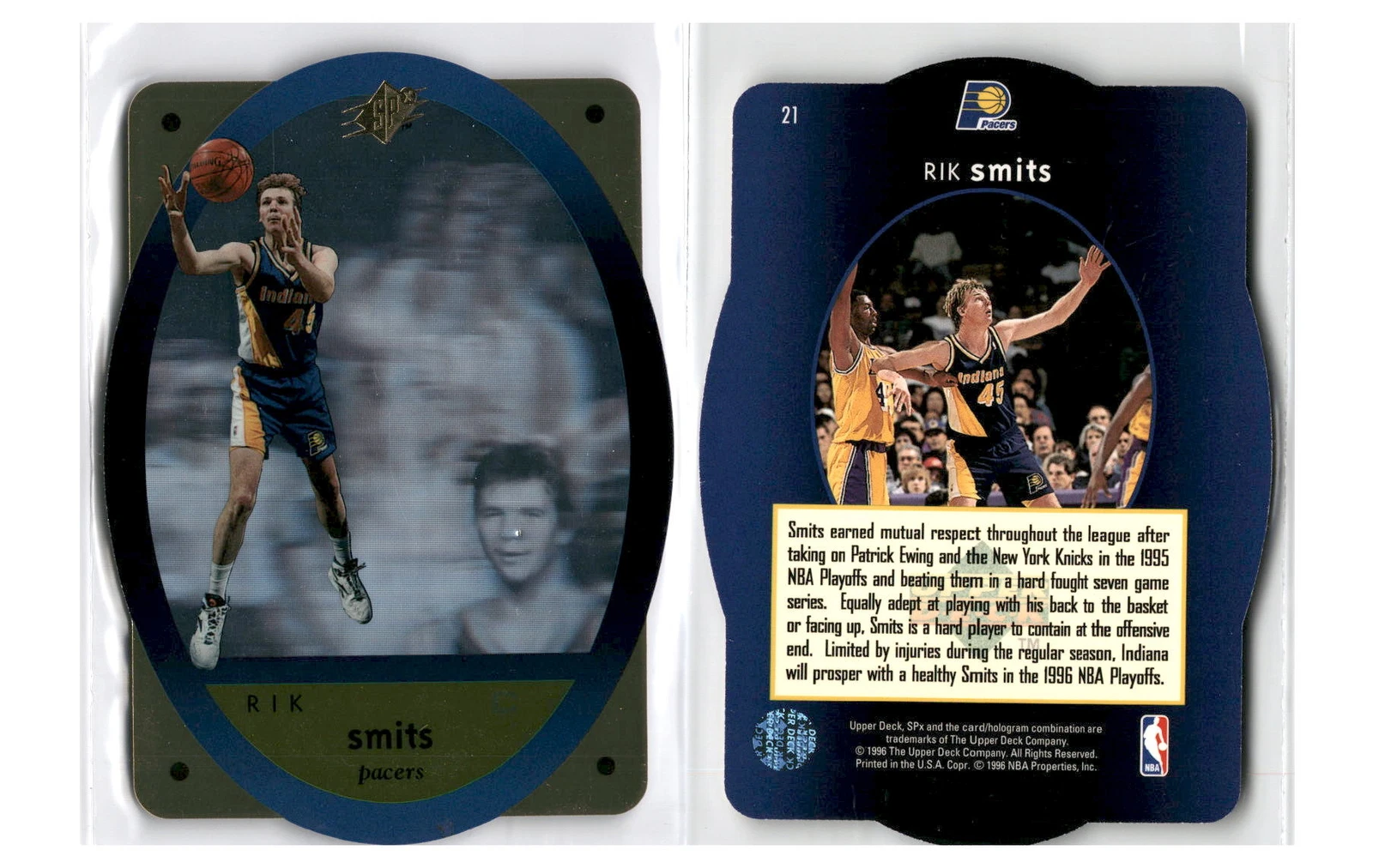 1996 SPx Gold #21 Rik Smits - Indiana Pacers