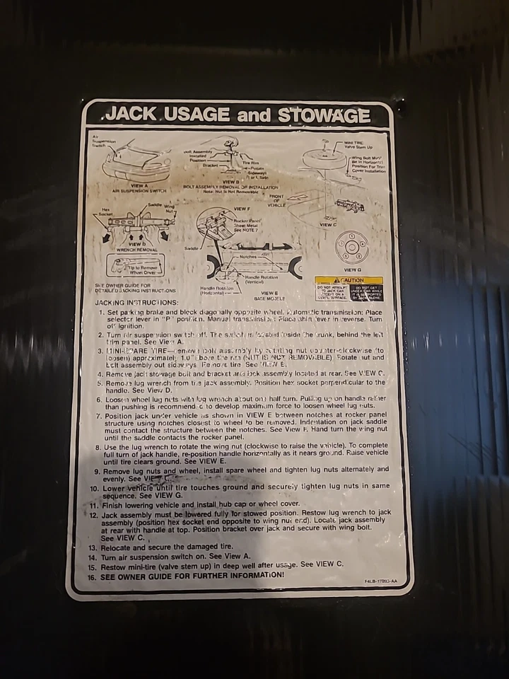 Оригинальная крышка запасной шины заднего багажника для 1993-98 Lincoln Mark 8 VIII от оригинального производителя - Изображение 3 из 4