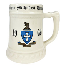 Southern Methodist University Ceramic Stein Cup Vtg 1969 Shield Crest Alton Logo