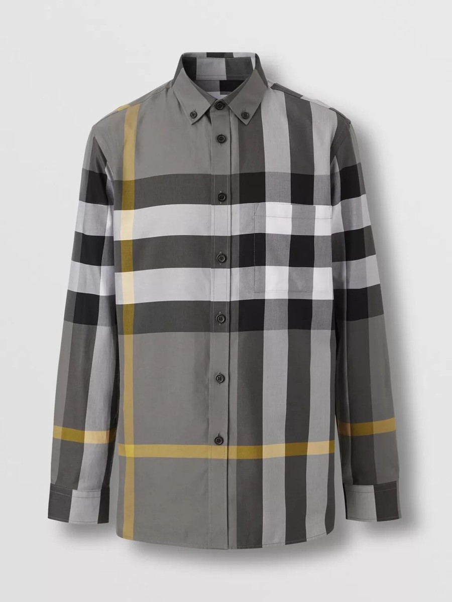 Burberry Check Stretch Cotton Poplin Shirt | eBay