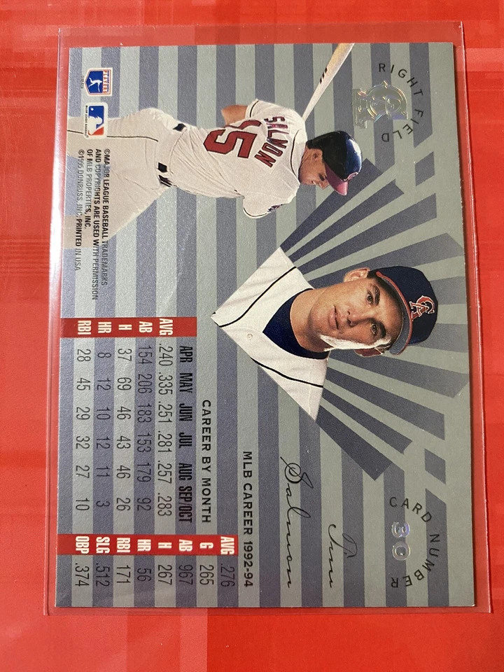 1995 LEAF LIMITED Prism Foil Tim Salmon #30 Baseball Card CA Angels '90s Vintage - Image 2 of 2