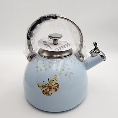 LENOX BUTTERFLY MEADOW  TEA KETTLE 2.5 QT BLUE - NEW In a Box $86