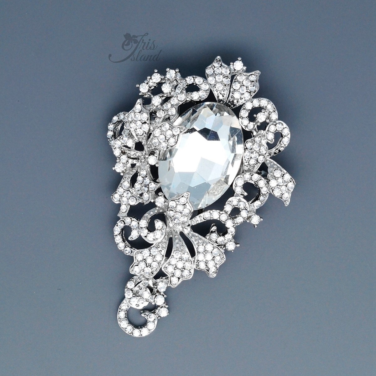 Fashion Jewelry Silver Crystal Brooch Women Blue Crystal Brooch Pin Heart Silver Tone Christmas  main image 4