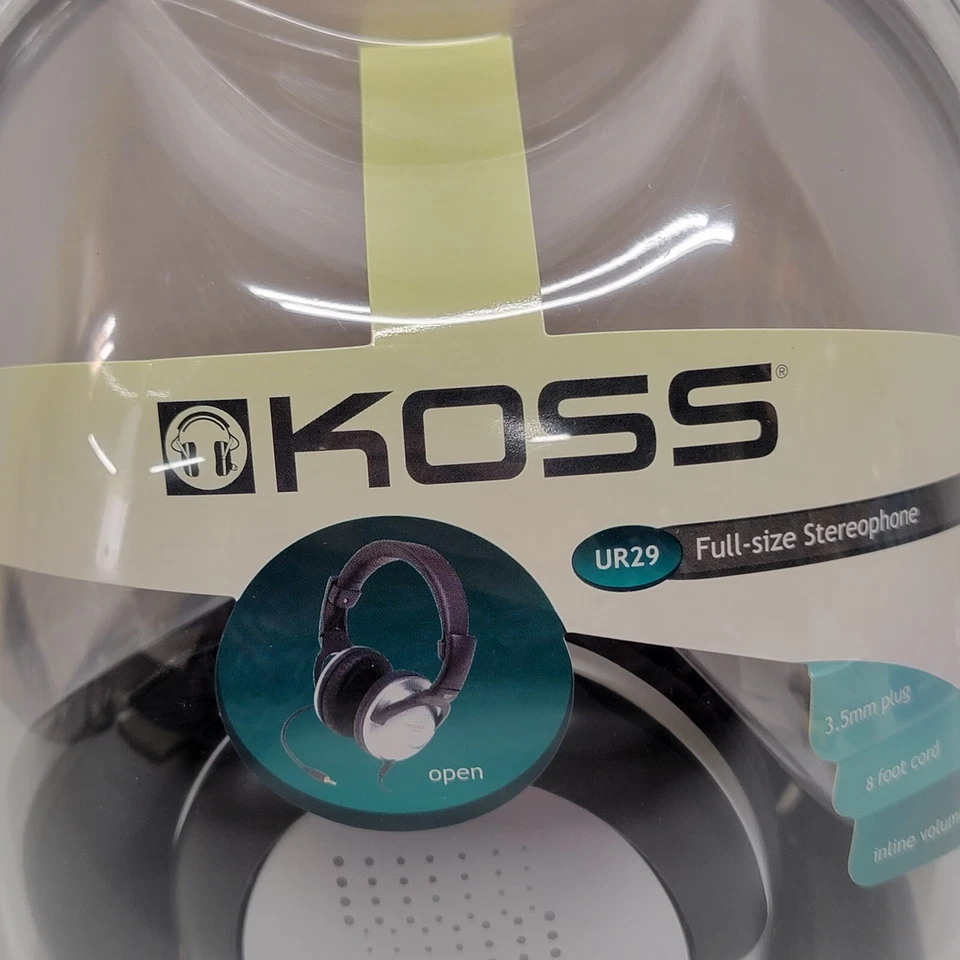Koss Model UR 29 Full-Size Stereophones Headphones Volume Control - New! - Image 2 of 4