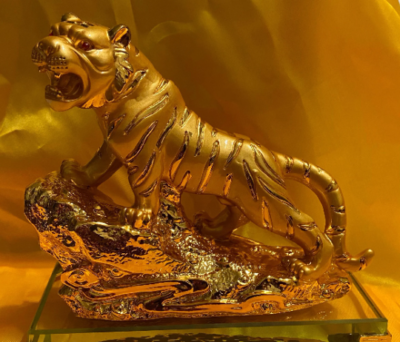 Feng Shui Gold tiger on crystal base statue! 7”,home decor' | eBay