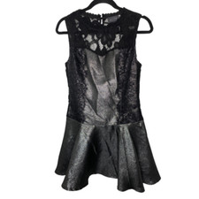 ASTR Womens Black Silver Lace Mini Dress Sleeveless Small Party Clubwear