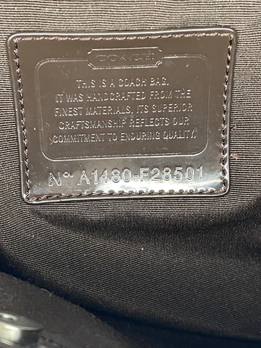 BORSA COULISSE COACH SIGNATURE STRIPE NUOVA SENZA ETICHETTE (STILE F28501) ARGENTO/KAKI/MARRONE - Foto 6 di 11