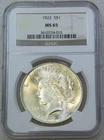 1922 Peace Silver Dollar NGC MS65 Frosty White PQ Beautiful coin#K525A