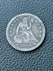 1854 O Seated Liberty Quarter Arrows Key Date New Orleans Mint Silver