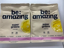BE AMAZING SUPER GREENS Natural Pink Lemonade 2 x 10.16z BB 5/27 FREE SHIPPING