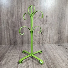 Vintage MCM Avocado Green Metal 4-Mug Rack/Cup Countertop Stand