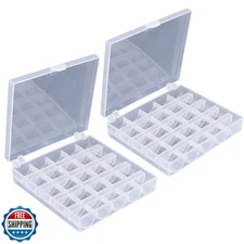 AKIRO 25 Slots Empty Bobbins Spools Box, Sewing Craft Plastic Case Storage Bo