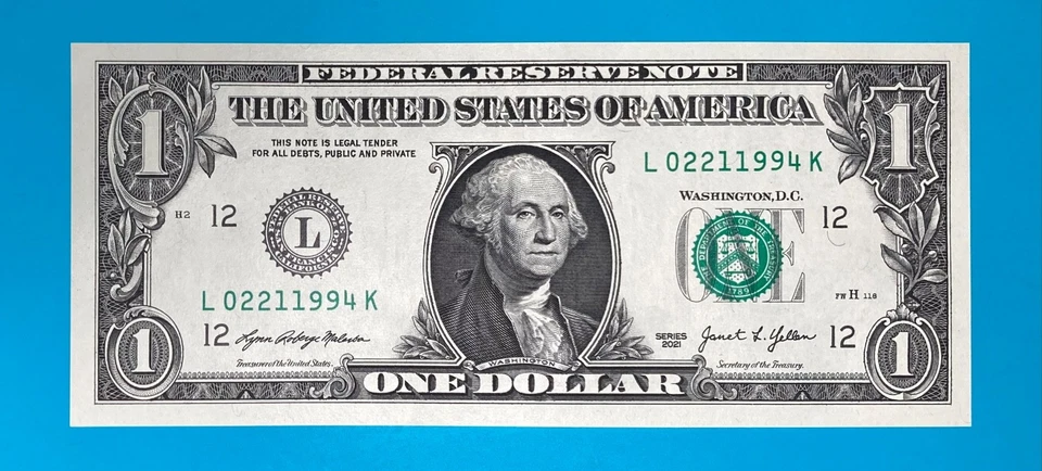 February 21, 1994 (L 02211994 K) BIRTHDAY ANNIVERSARY $1 One Dollar Bill *UNC* - Image 2 of 4