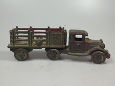 7" A.C. Williams Vintage Coast to Coast Cartage Cast Iron Stake Bed Truck  Trlr