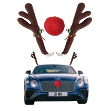 Car Reindeer Antlers  Nose - Window Roof-Top  Grille Rudolph Reindeer Jingl...