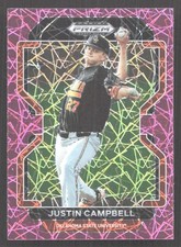 E389 - 2022 Panini Prizm Draft Picks - Justin Campbell #PDP37 - Pink Velocity