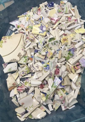 1.4+ Lbs Bulk Lot Mosaic Broken Vintage Glass Piece Mix China For Mosaic/Jewelry - Image 1 of 4