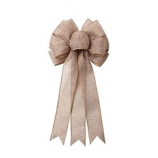 Burlap Bow Holiday Wreath DIY Crafts Rustic Jute Bowknot Ornaments 9.8x21.6 In