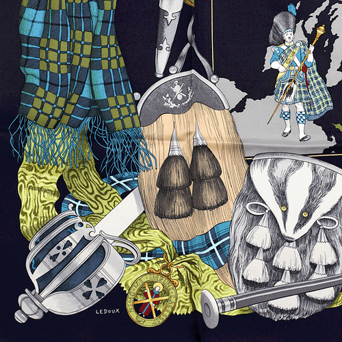 RARE Hermes Scarf SCOTLAND Carre Foulard 90cm Silk PHILIPPE LEDOUX - Picture 4 of 6