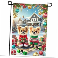 Christmas Garden Flag Pet Garden Flag 12x18 Inch Double Sided Holiday Dogs