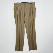 AXIST Pants Mens 36x32 Tan Dress Ultra Series Straight Pleated Office NEW