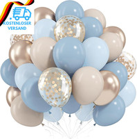 Luftballons Blau Gold, 60 StüCk Staubige Blaue Beige Champagner Gold Helium Luft