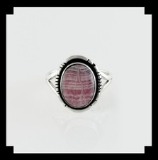 Handcrafted Sterling Silver and Rhodochrosite Ring Size 9 3/4