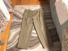 Nordstrom Green Pleated Front Slash Pockets Cuff Hem Dress Pants 32/28