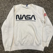 NASA Sweatshirt Size M Mens H M National Aeronautics Space Administration Cream