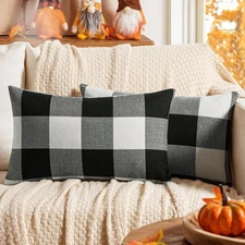 Halloween Pack of 2 Classic Retro Checkers Plaids Polyester Linen Soft Solid ...