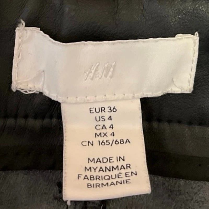 H&M Women's Black Faux Vegan Leather Straight Leg High Rise Trousers Pants Sz 4 - Image 4 of 4