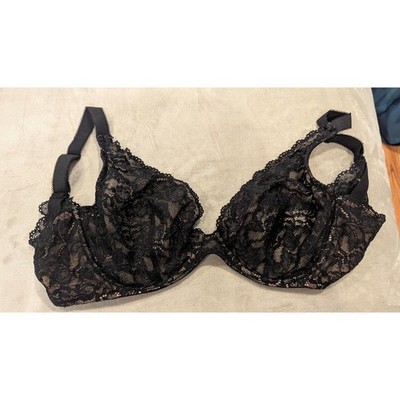 Aubade Paris Lace Full Cup Underwire Bra Black Beige Sexy Lingerie 32F