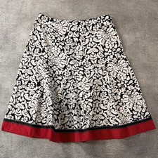 Vintage Floral B W Contrast Midi Skirt