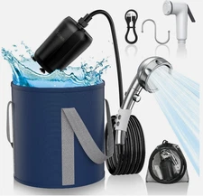 Portable Camping Shower 2600mAh Rechargeable Outdoor Camp Pump for Hiking Travel