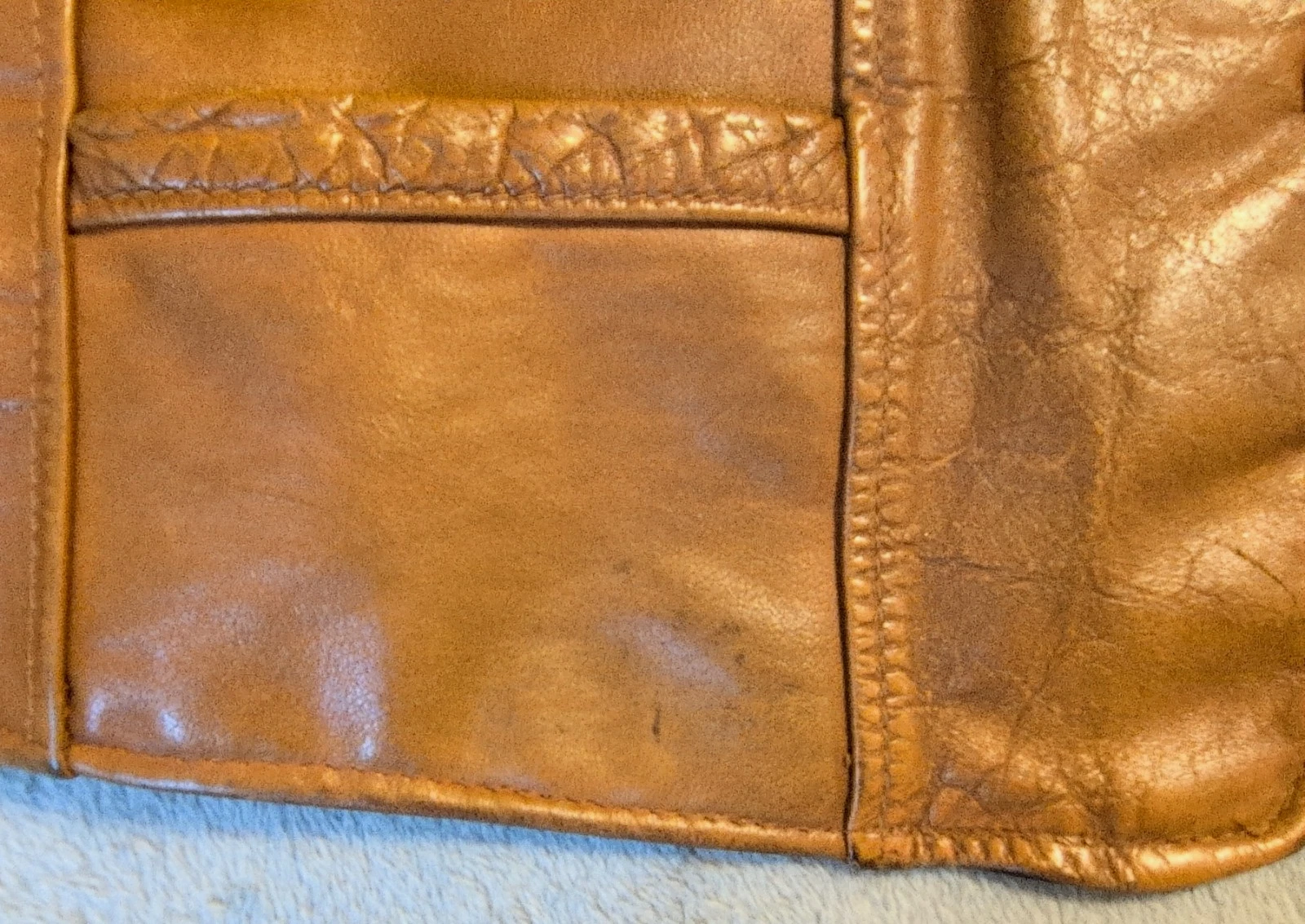 Vtg Rancher Leather Yoke Vest Schott XL USA Distressed Cowboy Cut MC Motorcycle - product detail image 19