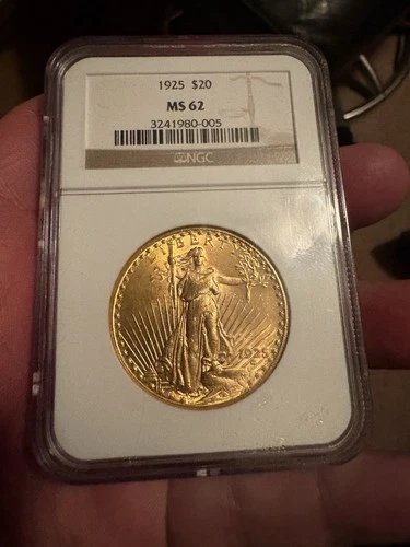 1925 Saint Gaudens Gold Double Eagle $20 - NGC MS62 (BU UNC)