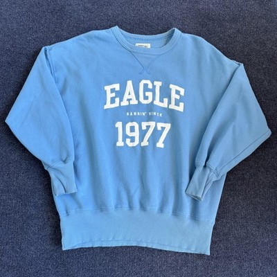 American Eagle Outfitters Sweatshirt Womens XS Blue Eagle 1977 Fleece Pullover