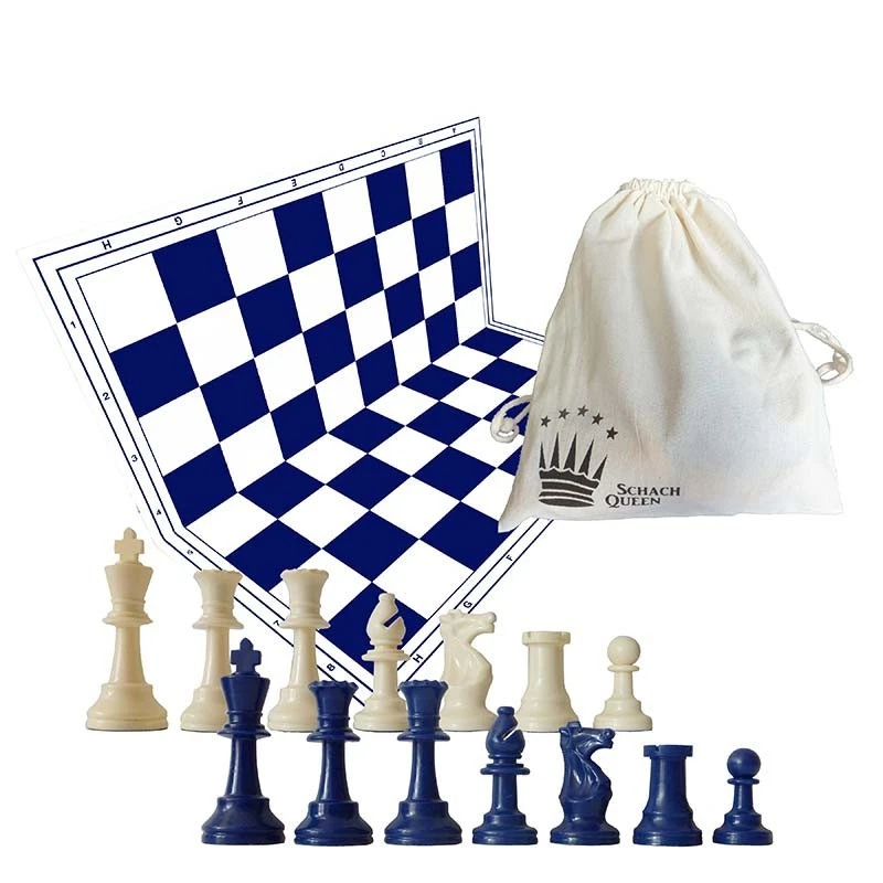 Ajedrez plegable rojo/blanco con piezas y bolsa de lana (set completo) - Imagen 1 de 1