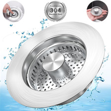 Upgraded 3 in 1 Kitchen Sink Drain Strainer Stopper, Brushed Stainless Steel SUS