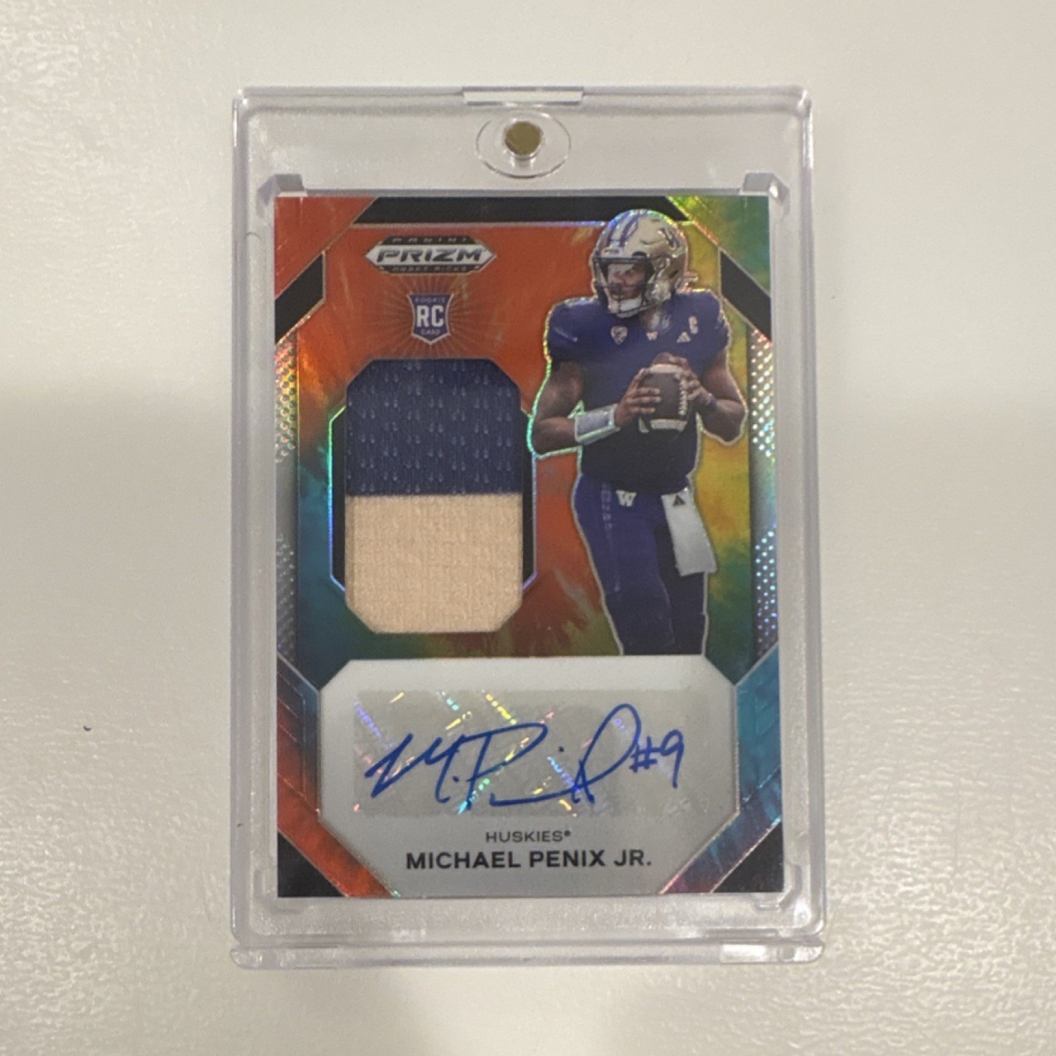 Michael Penix Panini Prizm Draft Picks Jumbo Rookie Patch Autographs #JPAMPJ Base