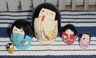 Little Vintage Japanese Koheshi Nesting Doll Complete (5) Set