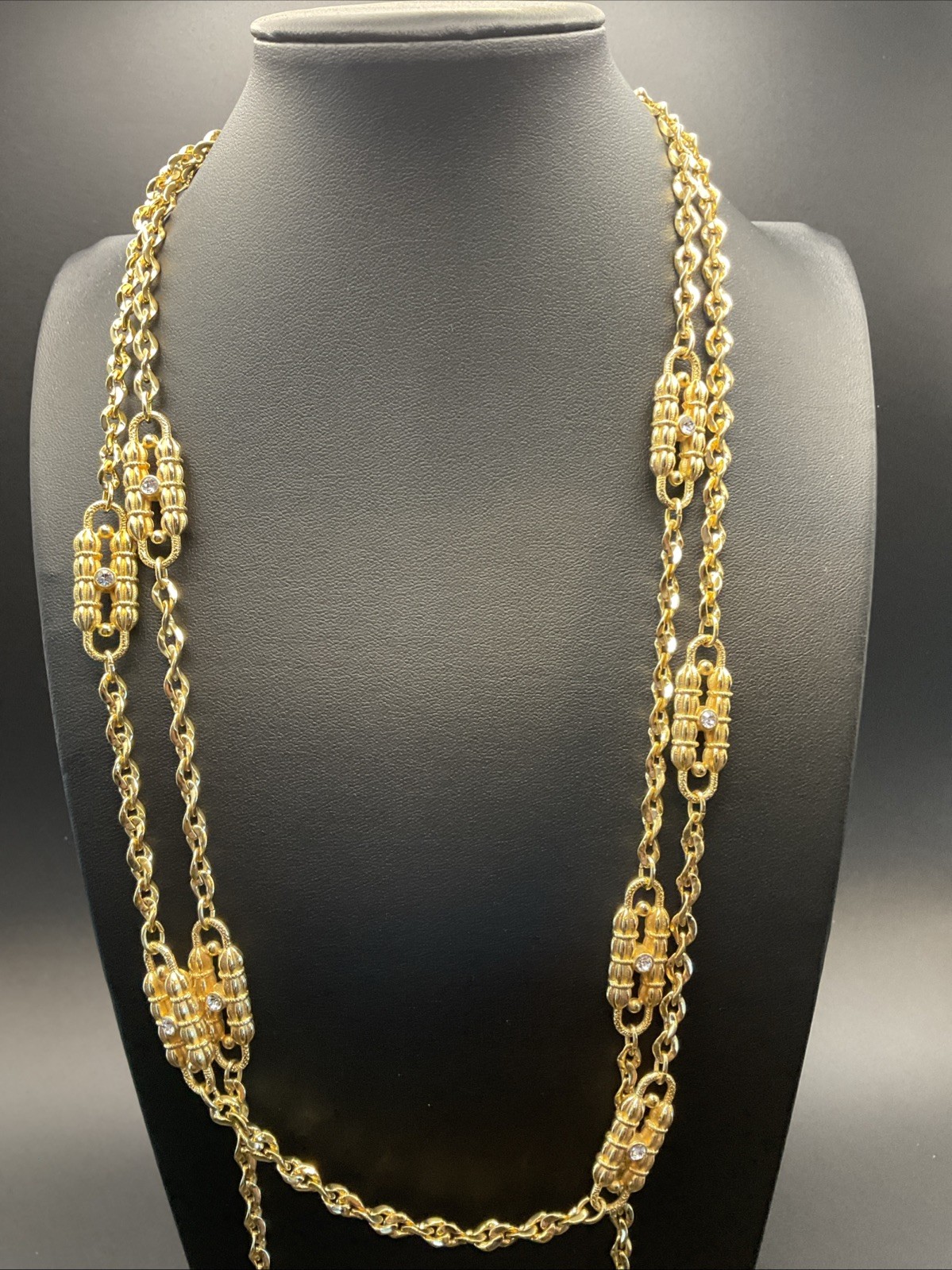 VTG JBK Jackie Kennedy CAMROSE & KROSS Gold tone PAPERCLIP CRYSTAL Necklace